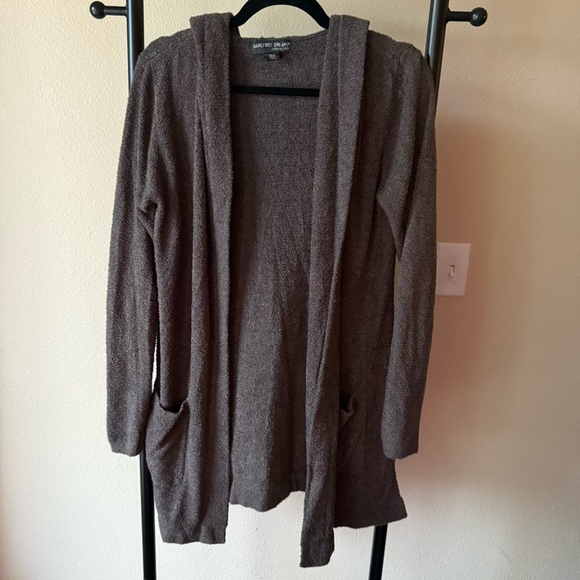 Barefoot Dreams Sweaters - Barefoot Dreams hooded Charcoal Open Front Cardigan